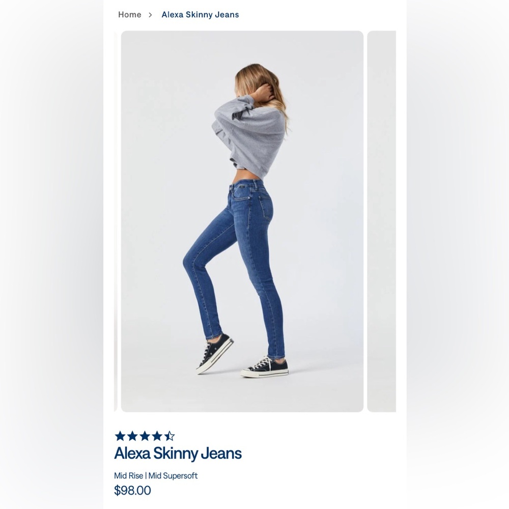 Mavi Alexa Ankle Mid Rise Skinny Jeans 27R, EUC!